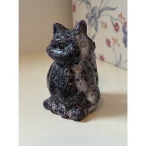 Cat Pumpkin Dark Lepidolite Crystal Statue